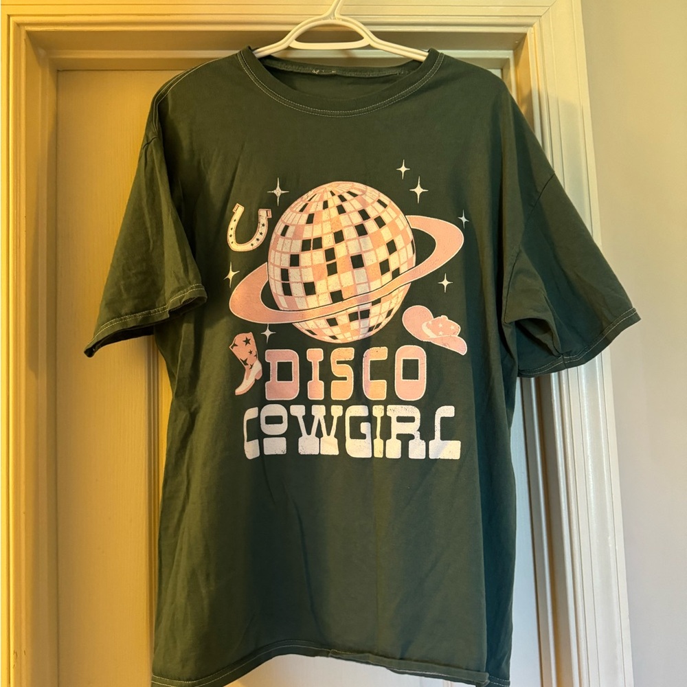 Green Disco Cowgirl Graphic T-Shirt